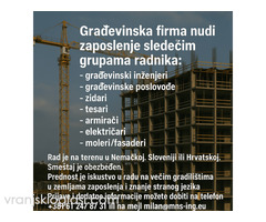 Građevinska firma nudi zaposlenje